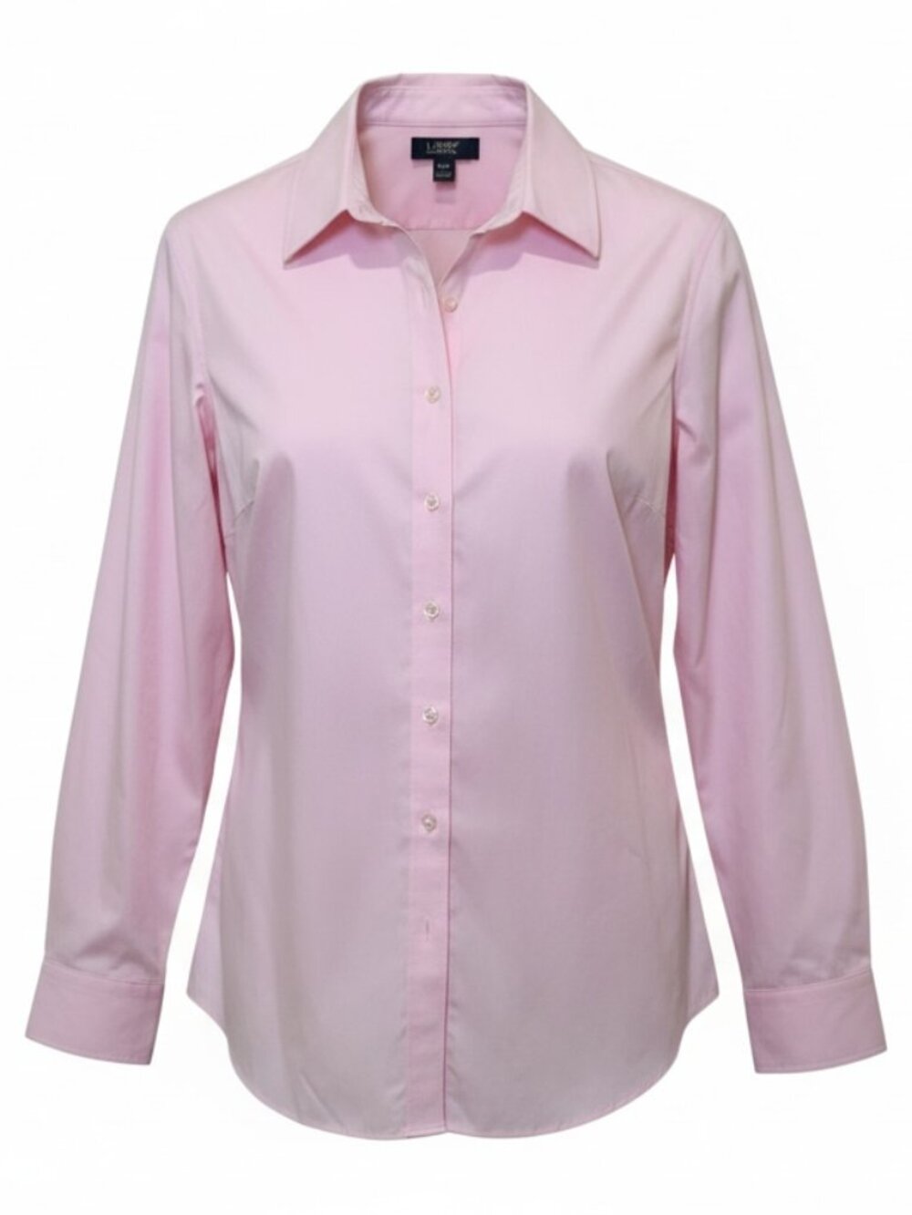 Lands End Button Down No Iron Pinpoint Oxford Shirt Pink Workwear Buisness 22W